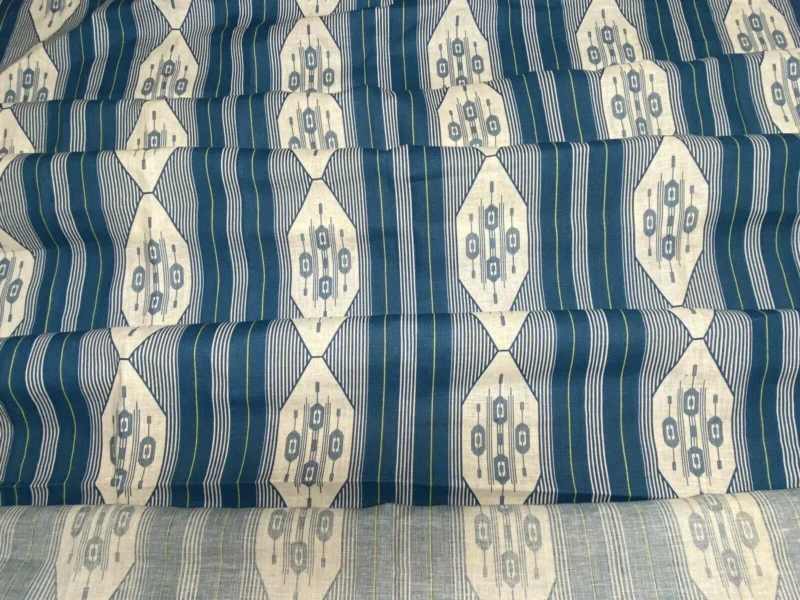 IMG_6575 4yds Vervain Esperance Ikat Linen Fabric In Teal Blue 100% Linen MSRP USD 116/Y