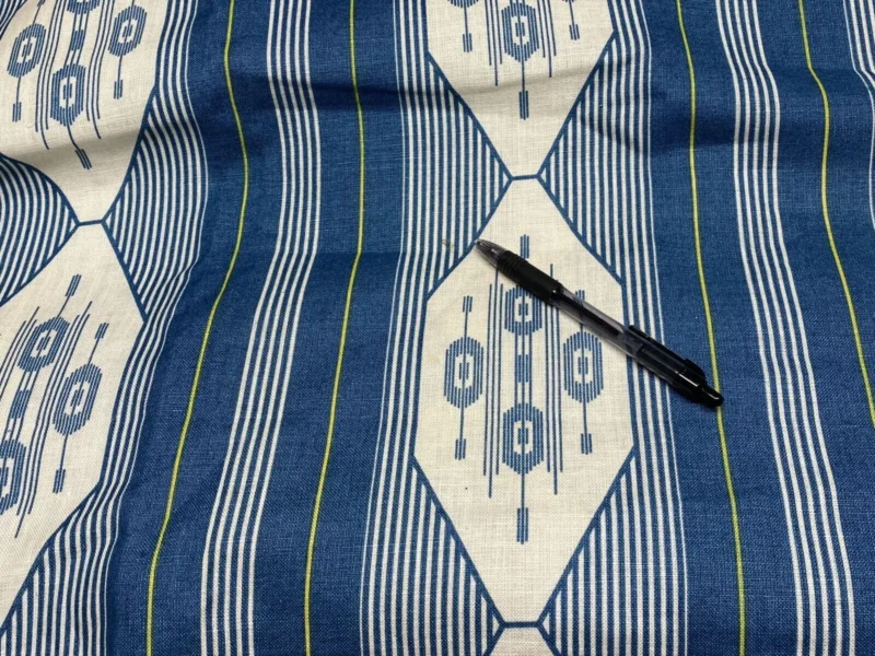 IMG_6576 4yds Vervain Esperance Ikat Linen Fabric In Teal Blue 100% Linen MSRP USD 116/Y