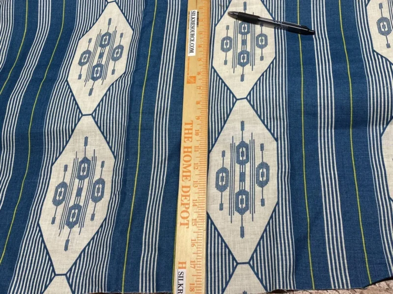 IMG_6577 4yds Vervain Esperance Ikat Linen Fabric In Teal Blue 100% Linen MSRP USD 116/Y