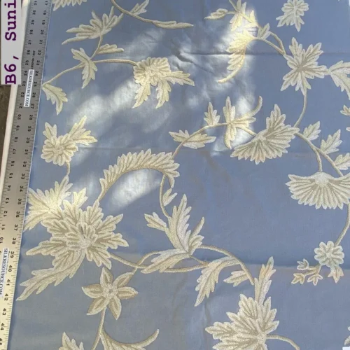 4a Berkbox6 Scalamandre Embroidery Square Sunil Bay Blue Crewel Wool On Cotton MSRP USD 272