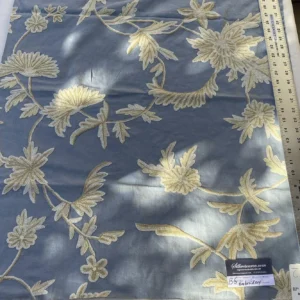 IMG_6608 4c Berkbox6 Scalamandre Embroidery Square Sunil Bay Blue Crewel Wool On Cotton MSRP USD 272/Y