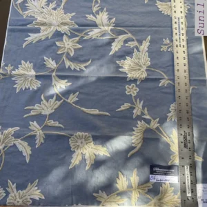 IMG_6614 4f Berkbox6 Scalamandre Embroidery Square Sunil Bay Blue Crewel Wool On Cotton MSRP USD 272/Yd 26"X34"L