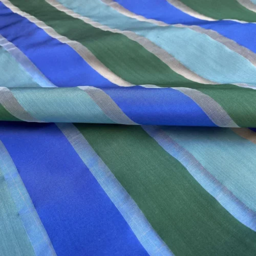 IMG_6695 Scalamandre Old World Weavers " Vivaldi Silk Ocean Blue Green Stripe Organza Sheer MSRP USD 112/Y