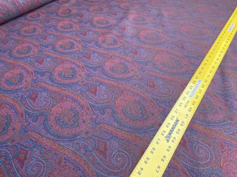 IMG_6716 Clarence House Arnica Etro Blue Red Woven Intricate Paisley Cotton Blend MSRP USD 300+/yard