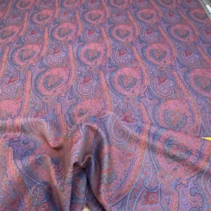 IMG_6717 Clarence House Arnica Etro Blue Red Woven Intricate Paisley Cotton Blend MSRP USD 300+/yard