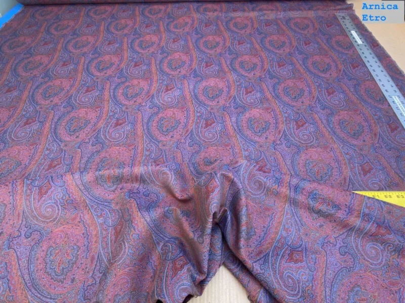 IMG_6718 Clarence House Arnica Etro Blue Red Woven Intricate Paisley Cotton Blend MSRP USD 300+/yard