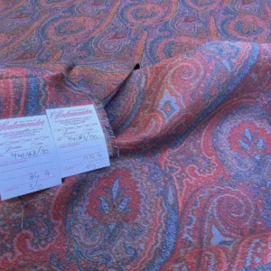 IMG_6720 Clarence House Arnica Etro Blue Red Woven Intricate Paisley Cotton Blend MSRP USD 300+/yard