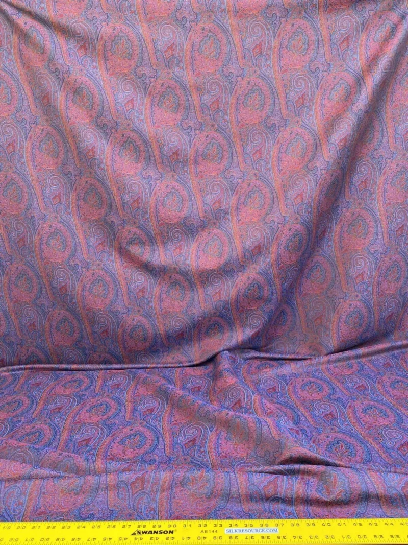 IMG_6721 Clarence House Arnica Etro Blue Red Woven Intricate Paisley Cotton Blend MSRP USD 300+/yard