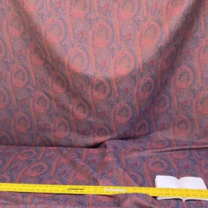 IMG_6723 Clarence House Arnica Etro Blue Red Woven Intricate Paisley Cotton Blend MSRP USD 300+/yard