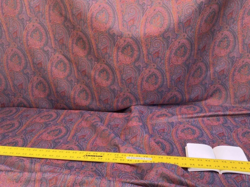 IMG_6724 Clarence House Arnica Etro Blue Red Woven Intricate Paisley Cotton Blend MSRP USD 300+/yard