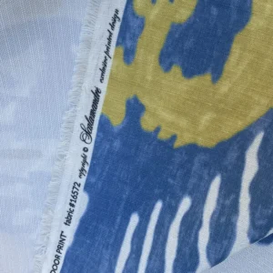 Scalamandre Oasis Outdoor Print Ivory, Blue, Yellow Large Ikat Suzani MSRP USD 198/Y