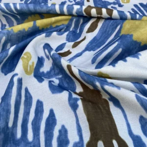 Scalamandre Oasis Outdoor Print Ivory, Blue, Yellow Large Ikat Suzani MSRP USD 198/Y