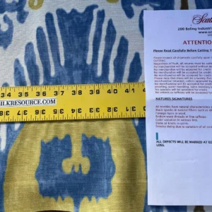 Scalamandre Oasis Outdoor Print Ivory, Blue, Yellow Large Ikat Suzani MSRP USD 198/Y