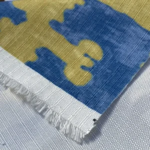 Scalamandre Oasis Outdoor Print Ivory, Blue, Yellow Large Ikat Suzani MSRP USD 198/Y