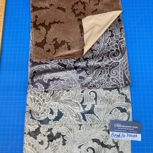 IMG_6983 1 Berkbox10 Length Scalamandre Velvet 4 Pieces Palermo Velvet Paisley Copper, Amethyst, Beryl Blue And Pewter Printed Velvet