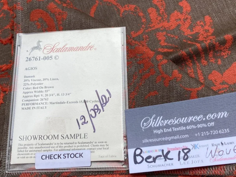 IMG_7585 Scalamandre Agios Damask Red On Brown Magnificent Renaissance Damask Fil Coupe Old World Weavers  MSRP USD 296/Y