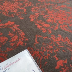 IMG_7589 Scalamandre Agios Damask Red On Brown Magnificent Renaissance Damask Fil Coupe Old World Weavers  MSRP USD 296/Y