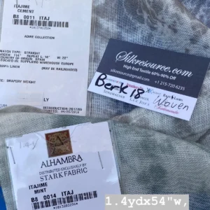 IMG_7663 40 Berkbox18 Scalamandre Woven 1.4 Yard Itajime Mint X 1.4 Itajime Cement