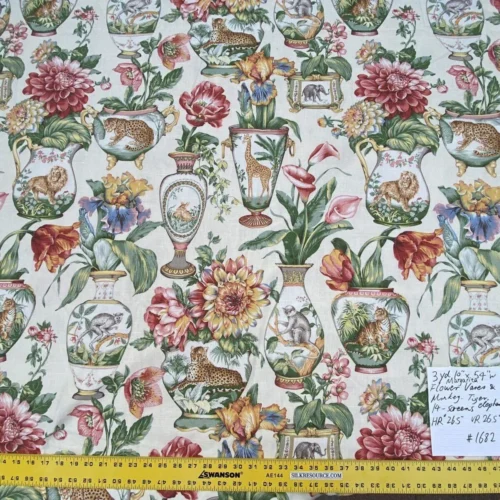 IMG_7975 3yards 10" Margarita Tulip Dalia Rose Safari Animal Monkey Leopard Tiger Giraffe Print