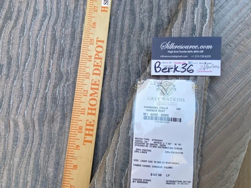 IMG_9034 23 Berkbox36 Scalamandre Various 1.2YD Chamarel Falls Harbor Mist MSRP USD294/Y Grey Watkins