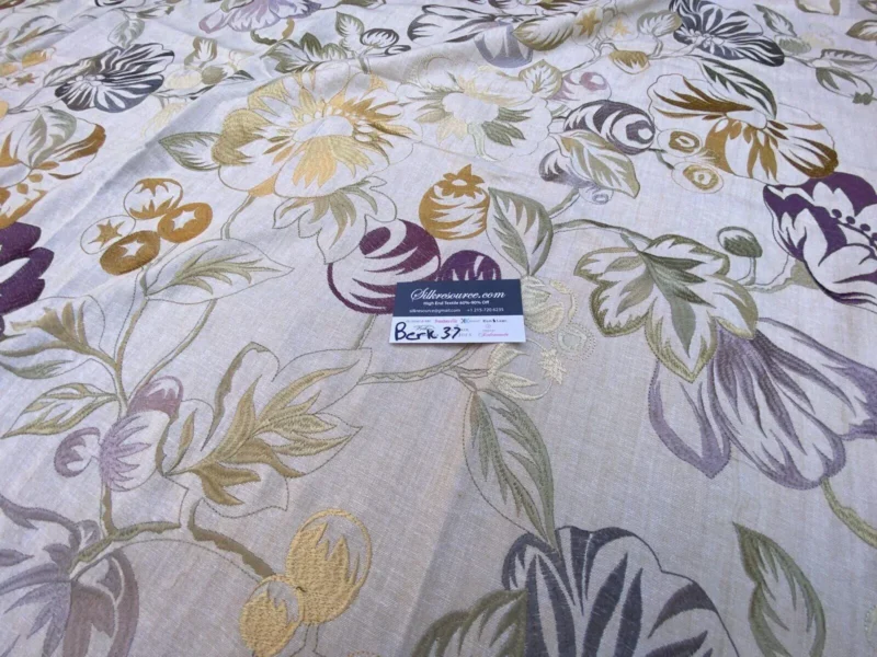IMG_9065 4 Berkbox37 Length Scalamandre Mostar Grey Purple Flower Power Embroidery 1.25y MSRP USD 294/Y