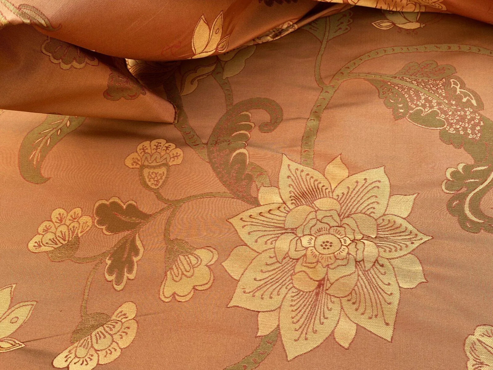 IMG_9078 5.7YDS Designer 100% Silk Dupioni Baked Gold 54” wide