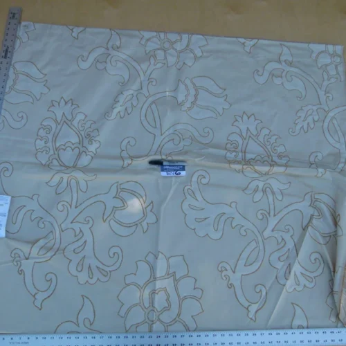 P1060625 12 Ev6 2.4y Scalamandre Showroom Length Andromeda Vanille Damask Beige Gold Art Deco FloralMSRP USD 267/y