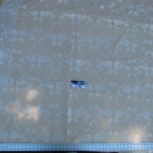 P1060631 15 Ev6 51"x 2.4Y Scalamandre Showroom Length Lenny Cream Sheer Trellis MSRP USD 404/Y