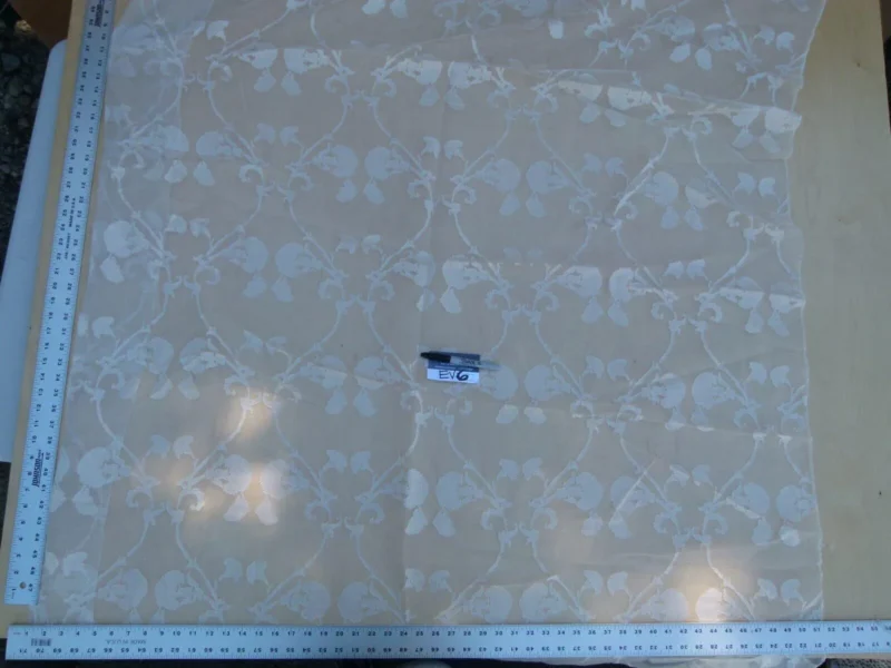 P1060631 15 Ev6 51"x 2.4Y Scalamandre Showroom Length Lenny Cream Sheer Trellis MSRP USD 404/Y