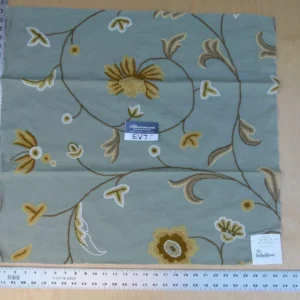 P1060710 7 Ev7 Scalamandre Showroom Sample Square Sindia Green Wool Crewel Floral MSRP USD 300/Y