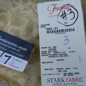 P1060749 14 Ev7 Scalamandre Showroom Sample Square Vendome Ecru Tan Cotton Cut Velvet Floral #3