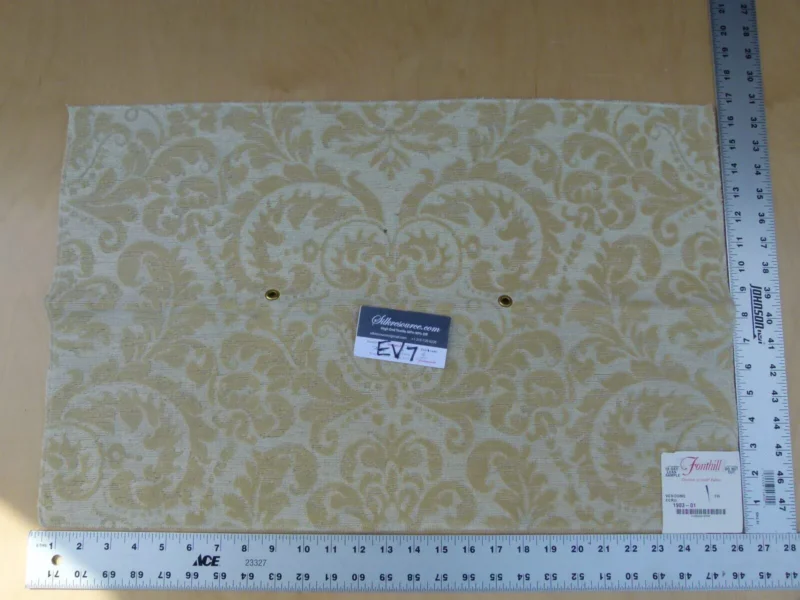 P1060753 17 Ev7 Scalamandre Showroom Sample 26"x16" Vendome Ecru Tan Cotton Cut Velvet Floral