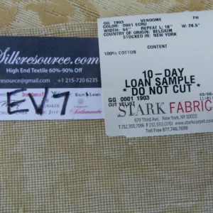 P1060754 17 Ev7 Scalamandre Showroom Sample 26"x16" Vendome Ecru Tan Cotton Cut Velvet Floral