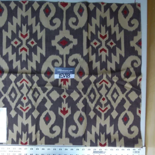 11 Ev8 Scalamandre Showroom Sample Square Yalta Turkish Coffee Tan Red Gray MSRP USD 144/Y