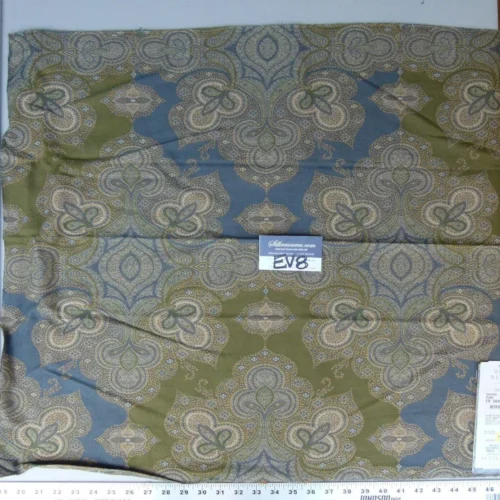 18 Ev8 Scalamandre Showroom Sample Square Devesh Pond Green Blue Paisley Woven MSRP USD 192/Y