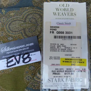 18 Ev8 Scalamandre Showroom Sample Square Devesh Pond Green Blue Paisley Woven MSRP USD 192/Y