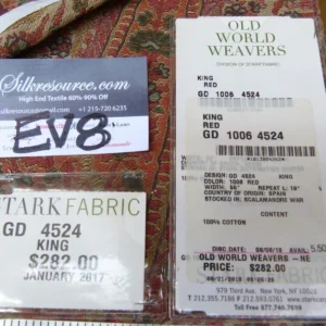 P1070035 19 Ev8 Scalamandre Showroom Sample Square King Red Tan Paisley Cotton MSRP USD 282/Y