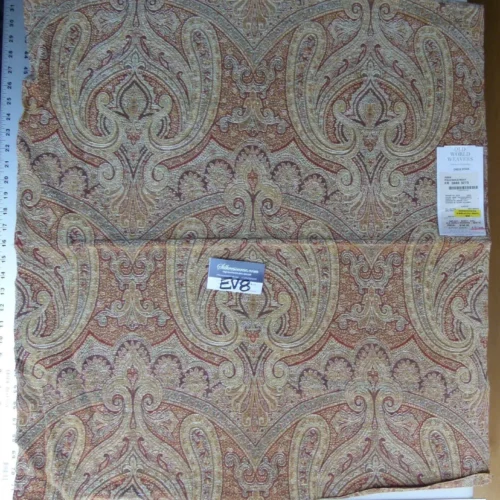 23 Ev8 Scalamandre Showroom Sample 32"x26" Asha  Woven Turkish Paisley Chenille Pale Gold Rust MSRP USD 256/Y