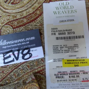 P1070047 23 Ev8 Scalamandre Showroom Sample 32"x26" Asha  Woven Turkish Paisley Chenille Pale Gold Rust MSRP USD 256/Y