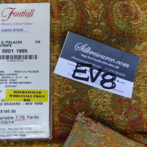 P1070052 24 Ev8 Scalamandre Showroom Sample 32"x26" Rigata Il Palazzo Multi Stripe Paisley Red Gold Purple Green MSRP USD 195/Y