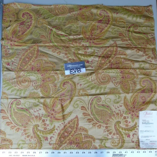 25 Ev8 Scalamandre Showroom Sample Square Douglas Paprika Green 100% Silk Paisley MSRP USD 336/Y