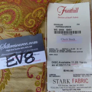 P1070054 25 Ev8 Scalamandre Showroom Sample Square Douglas Paprika Green 100% Silk Paisley MSRP USD 336/Y