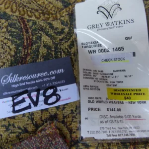 P1070062 26 Ev8 Scalamandre Showroom Sample 32"x26" Slovakia Turquoise Tan Paisley MSRP USD 144/Y