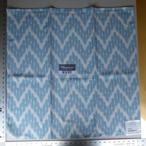 P1070414 12 Ev10 Scalamandre Showroom Sample Square White Water Sky Blue Ikat Geometric