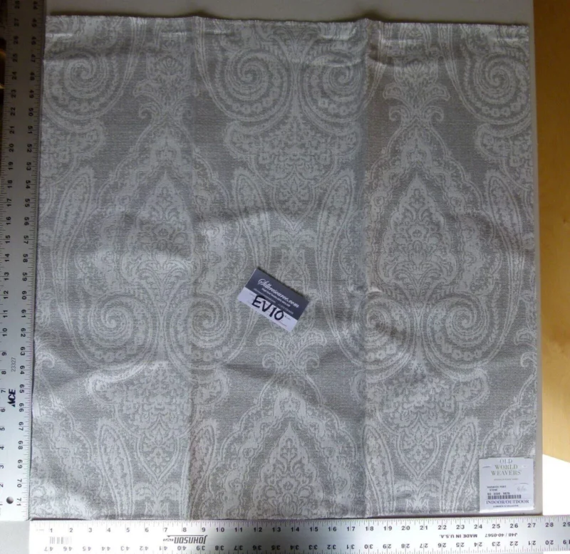 P1070428 14 Ev10 Scalamandre Showroom Sample Square Harwich Port Stone Gray Paisley Indoor Outdoor