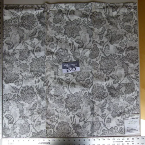 P1070430 15 Ev10 Scalamandre Showroom Sample Square Sankaty Charcoal Gray Sunbrella Indoor Outdoor Bird Floral