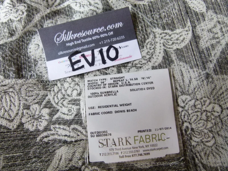 P1070431 15 Ev10 Scalamandre Showroom Sample Square Sankaty Charcoal Gray Sunbrella Indoor Outdoor Bird Floral