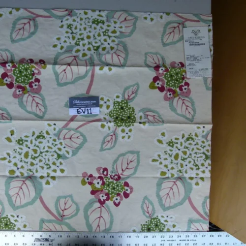 14 Ev11 Scalamandre Showroom Sample Square Miranda Rose Green Floral Embroidery Cotton MSRP USD646/Y
