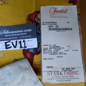 P1070560 18 Ev11 Scalamandre Showroom Sample Square La Vendemmia Multi Yellow Monkey Fun Cotton Print