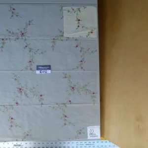 P1070591 30 Ev11 Scalamandre Showroom Sample 33"x27" Nilima Barely Blue Delicate Floral Vine Embroidery Silk Linen Per Piece